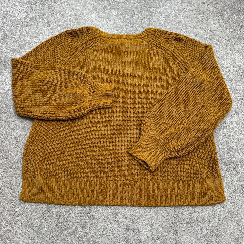Madewell Chunky Ribbed Knit Balloon Sleeve Sweater Womens 2XL Brown Cotton - Picture 2 of 11